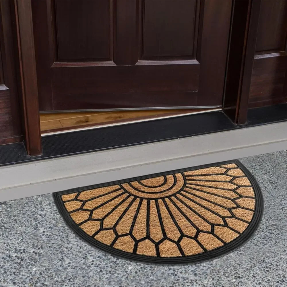 Geometric Entrance Door Mat, 100% Natural Coconut Husk Fibers & Non-Skid